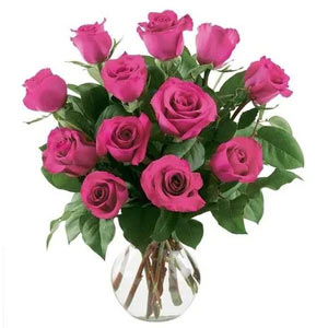 Basking Ridge Florist | 12 Bright Pink Roses