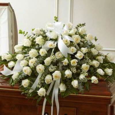 Basking Ridge Florist | White Rose Casket